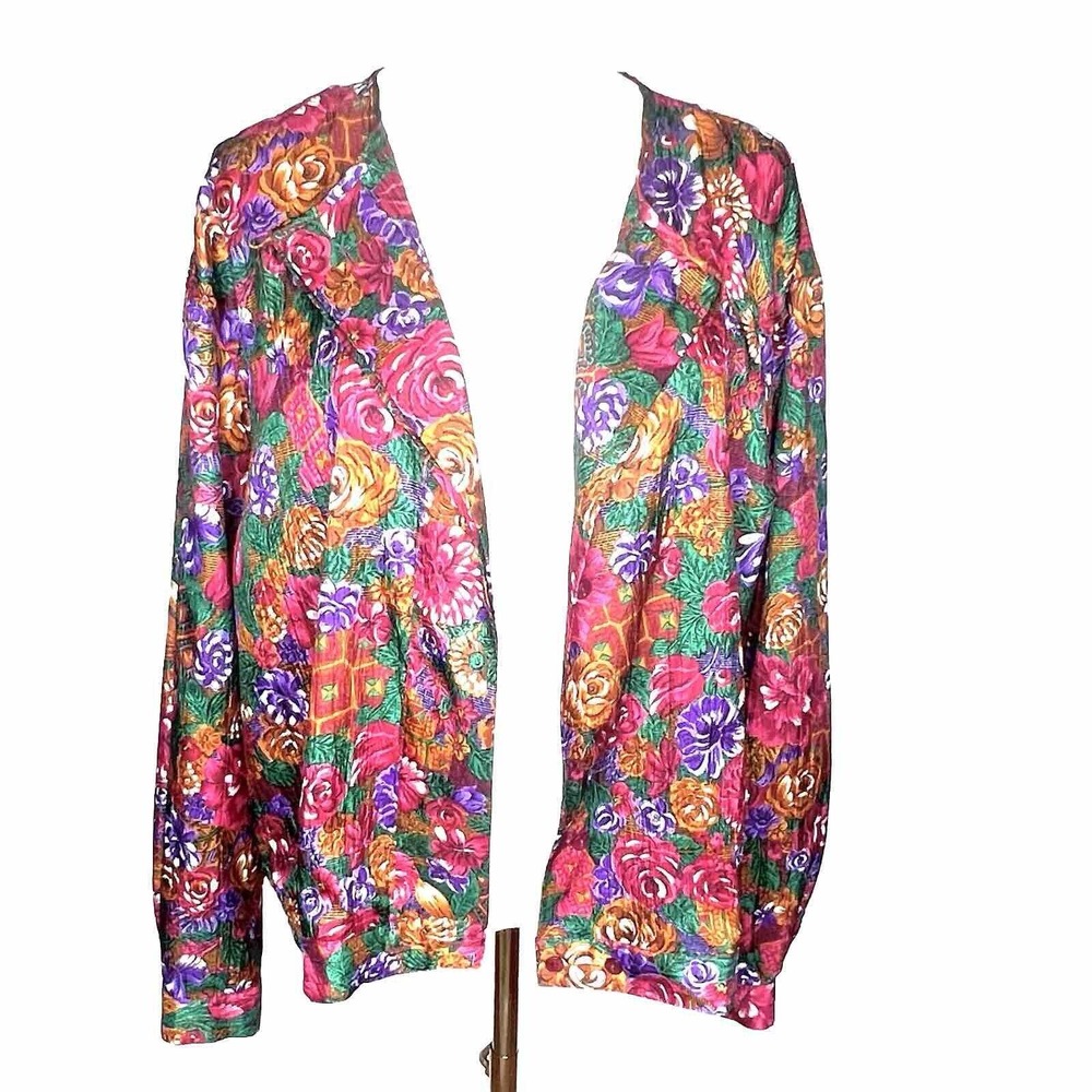 Vintage‎ Satin Grandmacore Coquette Cottagecore Feminine Floral Jacket / blouse